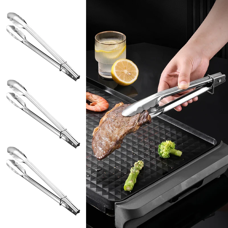 

Silicone Tongs Kitchen Stainless Steel BBQ Non-Stick Kitchen Utensils Barbecue Cooking Tong With Joint Lock Kitchen Accessories