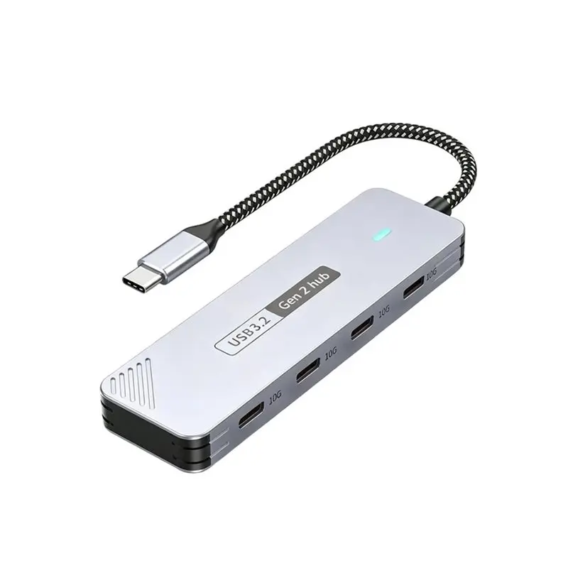 ABUO-10Gbps USB3.2 Gen2 HUB 4 Ports Type C Splitter Hub OTG Adapter Dock Station For PC Laptop Expansion Accessories