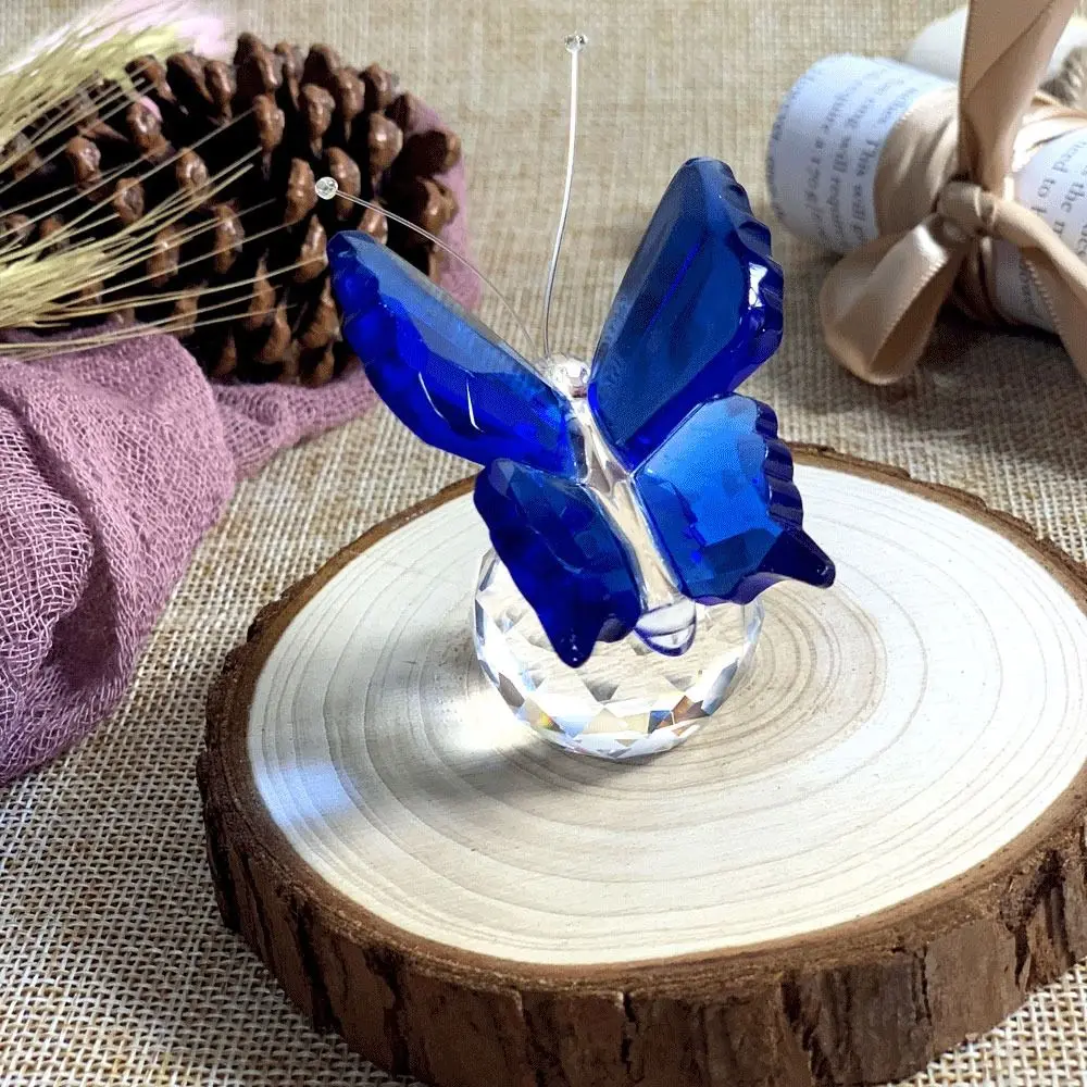 Crystal Butterfly with Ball Figurine Home Wedding Decoration Glass Craft Collection Paperweight Table Ornaments Souvenir Gifts