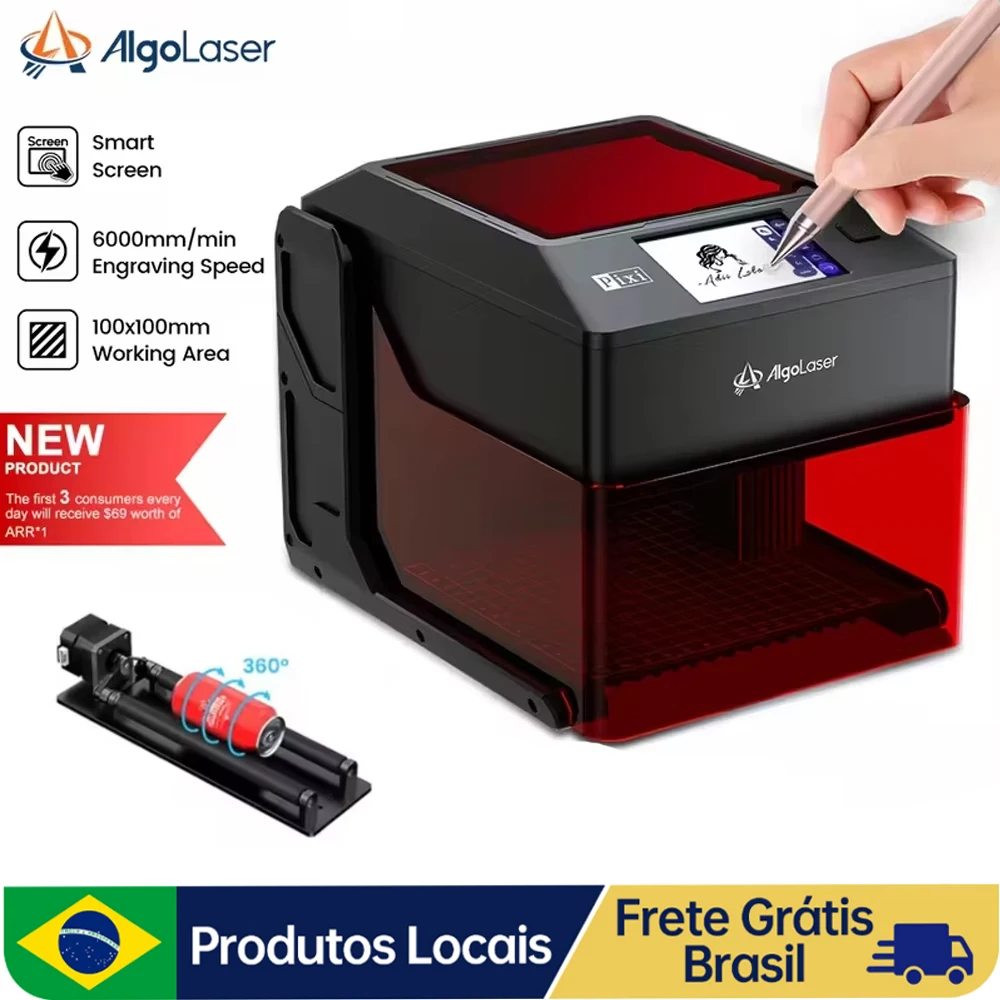 AlgoLaser PIXI 3W 5W 10W Desktop Máquina de Gravura Inteligente com Gabinete Tela Sensível Ao Toque Ferramenta DIY Ferramentas Artesanais de Férias