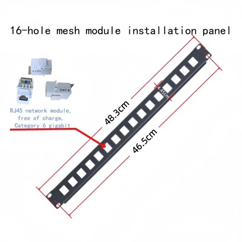 1U Rack-Mounted 16-Port Rj45 Module with Metal Panel, Using Cat5/Cat6 Network Port Modules, 1U Rack 16-Port Empty Patch Panel, Made of Thick Cold-Rolled Steel, Electrostatic Spray Painting Process, Sturdy and Not Easily Deformed, Rust-Proof and Wear-Resistant; Compatible Accessories: Universal Rj45 Network Module, Fiber Optic Coupler; Please Ensure the Module Installation Dimensions Are Suitable before Purchasing Product Configuration: Cabinet Fixing Screws, 2 Pieces
