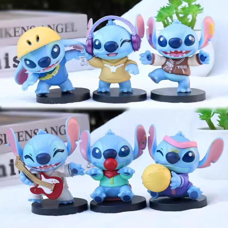 

Disney Lilo & Stitch Blind Box Toys Hip Hop Music Series Stitch Action Figures Desktop Ornament Collect Mini Model Kids Gifts