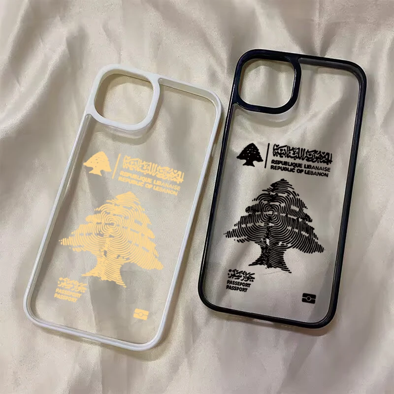 Anti-Fall Phone Case for iPhone 16 15 Pro 14 13 12 11 17 Pro Max Plus 16E Air X XR XS 7 8 Plus Lebanon Cedar Tree Passport Cover