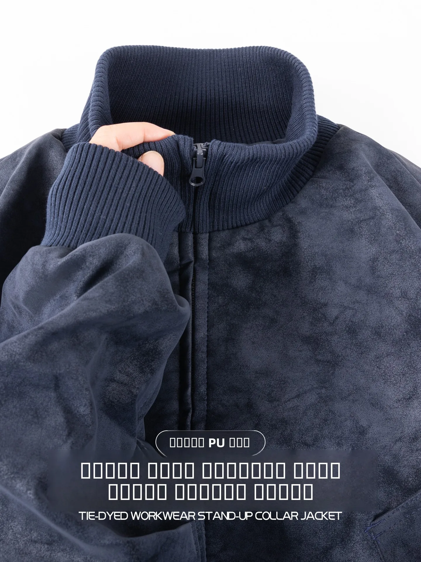 

Cleanfit Men's ort Leather Jaet Dyed Baseball Sle Stand Collar Autumn Winter Faion Waterproof PU Leather Coat