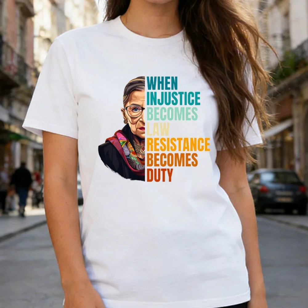 When Injustice Becomes Law Resistance Becomes Duty Quote T-Shirt Women's Rights Print Tees Summer Comfort Breathe Tops