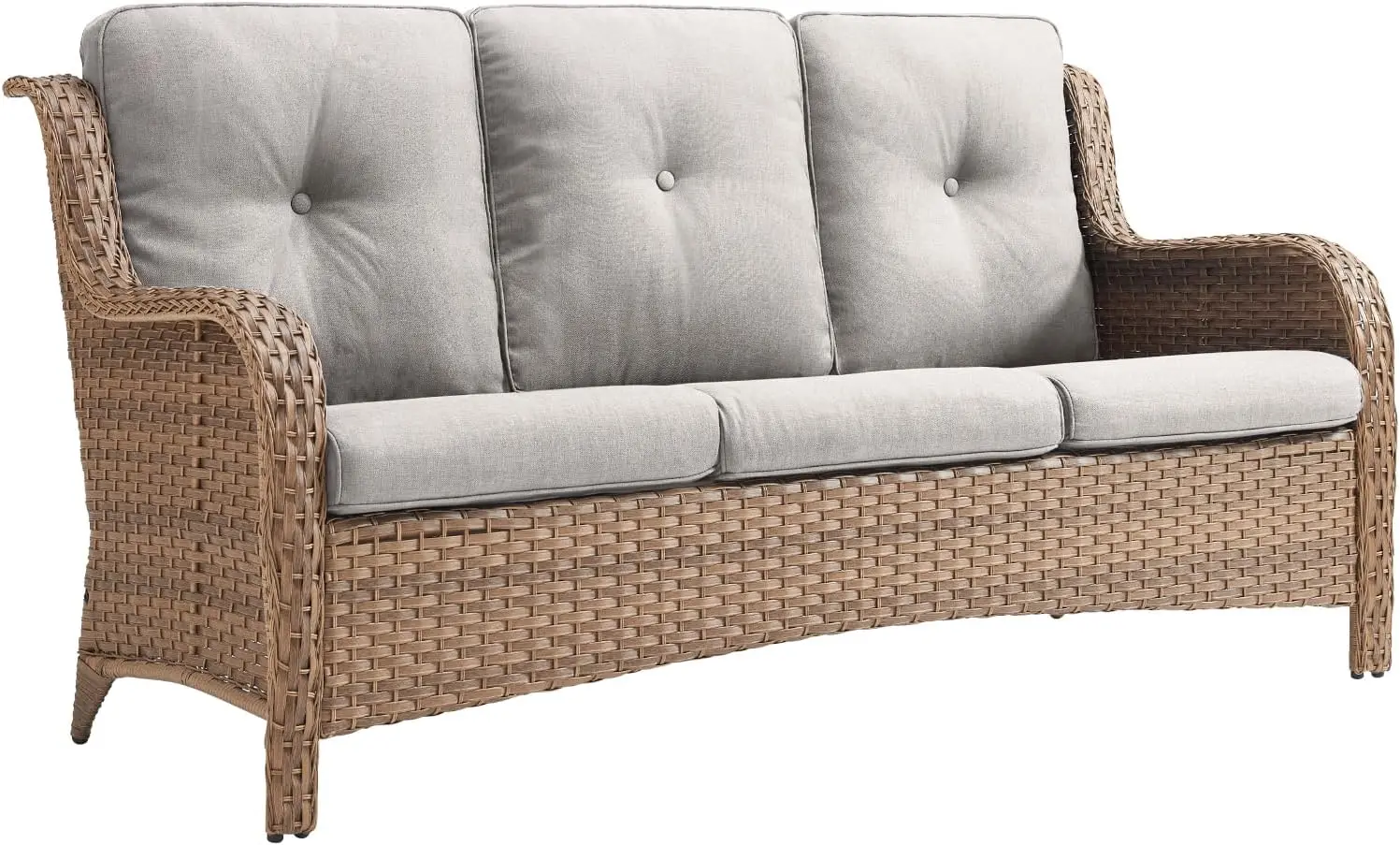Outdoor Patio Wicker Sofa 900Lbs Weight Capacity, Large 3 Seater Wicker Patio Couch with 4in Seat Cushions and Deep Seating, All