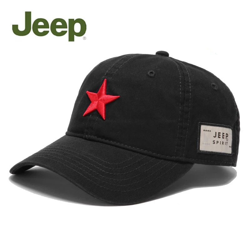 JEEP Spirit Embroidered Pure Cotton Hat Men's and Women's Baseball Hat Summer Breathable Sunscreen Hat Duck Tongue Hat