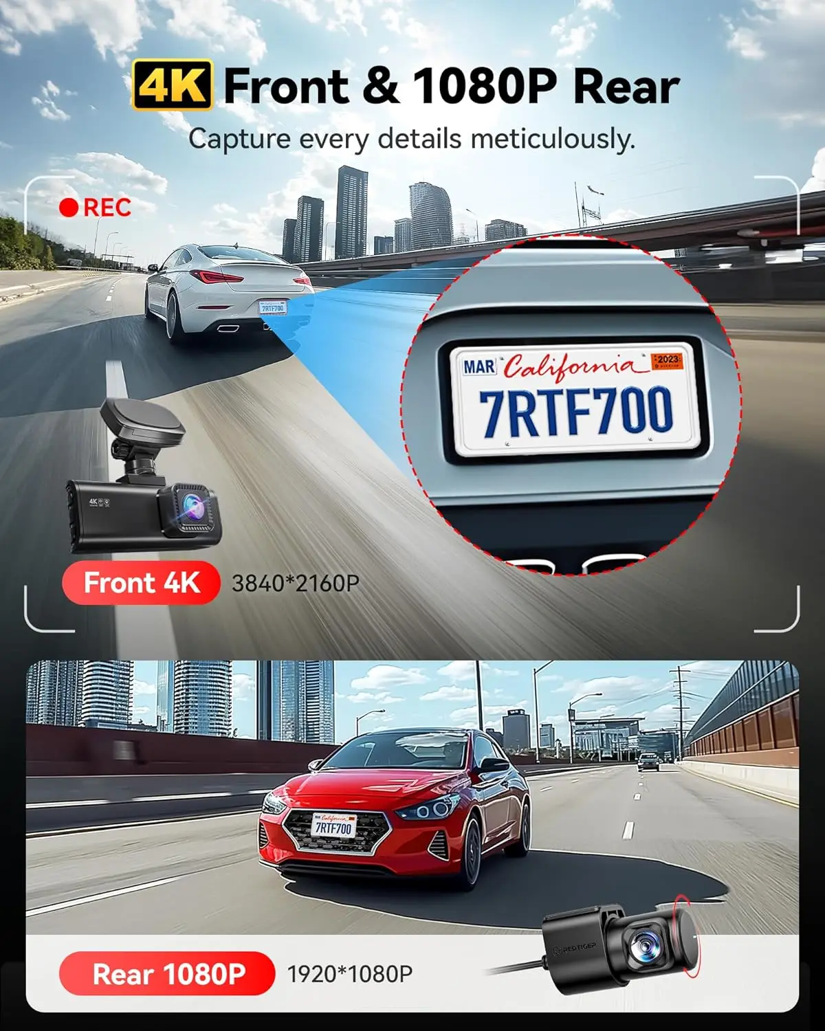 4K ドライブレコーダー 前後カメラ、2センサー、64GBカード付属、4K/2.5K+1080P デュアルドライブレコーダー 車載用 WiFi GPS内蔵、新登場