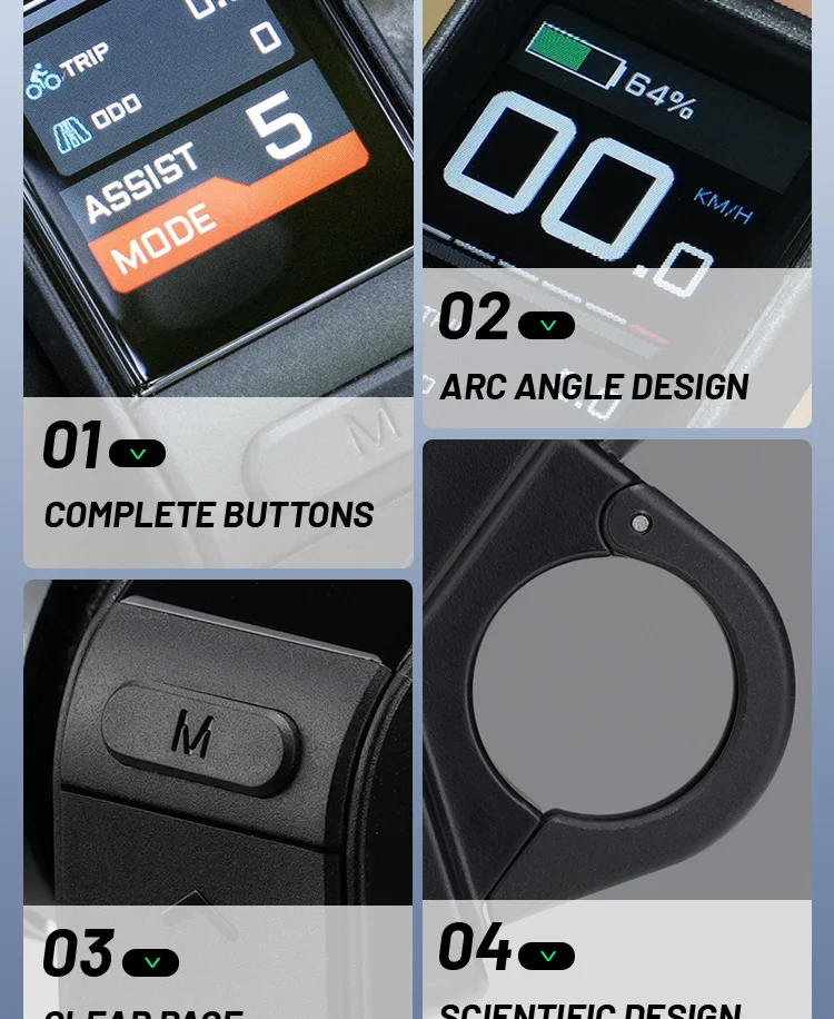 E-Bike-Display SW102T LCD-Bildschirm 0-5 Stufen für BAFANG BBS01B BBS02B BBSHD Mittelmotor E-Bike-Computer mit PAS UART-Protokoll – Detail 6