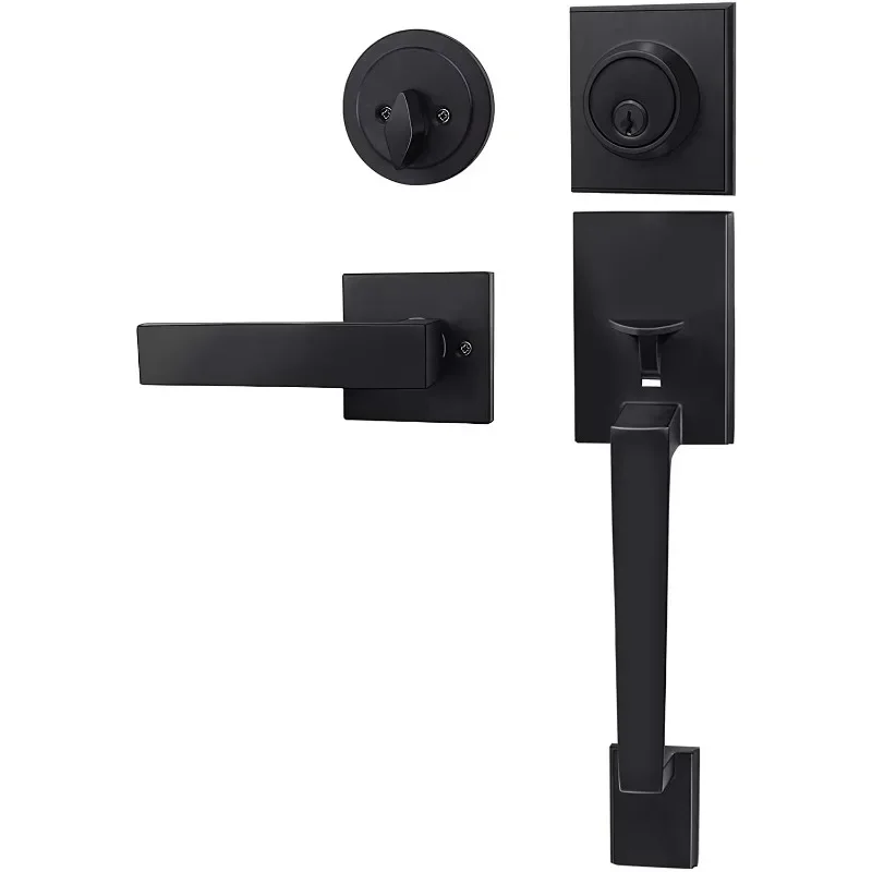 Handle set Front door entrance handle and lock tongue lock set Ultra-thin square single cylinder and lever reversible handle