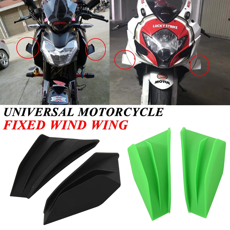 

Universal Motorcycle Fixed Wind Wing Flow Front Fairing Side Spoiler Winglets For HONDA CBR500 Kawasaki Ninja400 YAMAHA NVX155