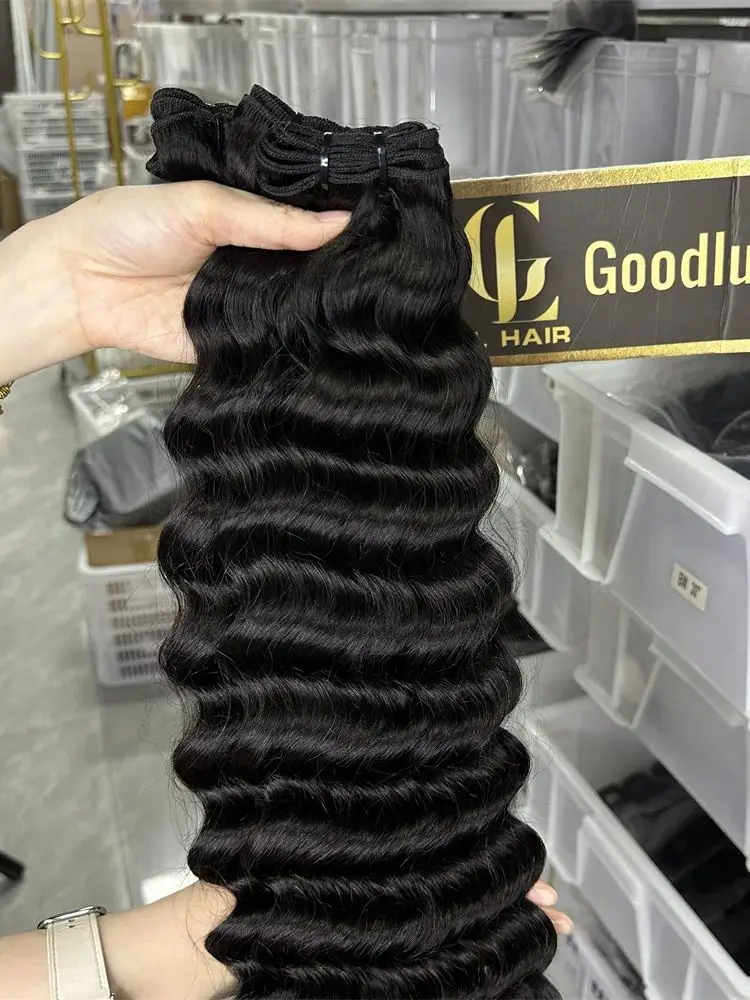 Losse Deep Wave Double Weft Haarverlengingen van Echt Haar 100% Remy Deep Wave Haarbundels Natte en Gegolfde Haarbundels van Echt Haar 3/4 Stuks - afbeelding 2