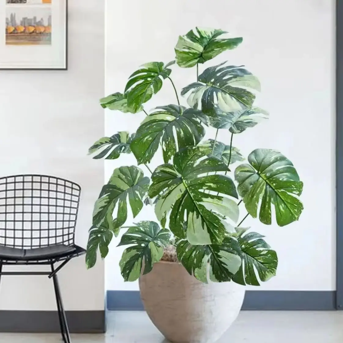 인공 Monstera deliciosa Pothos Alocasia 잎 가짜 식물 장식, 축제 홈 오피스 장식, 100 cm, 39.4 인치