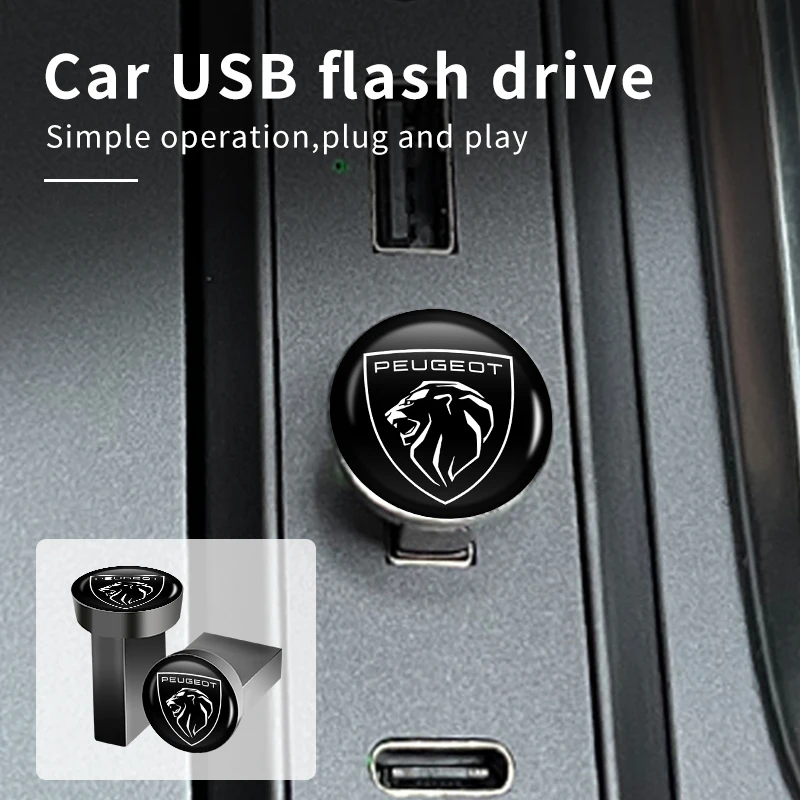 Car USB Flash Drive 16GB 32GB 64GB Memory Device For Peugeot 407 508 2008 5008 307 308 3008 206 207 208 107 106 205 4008 301 607
