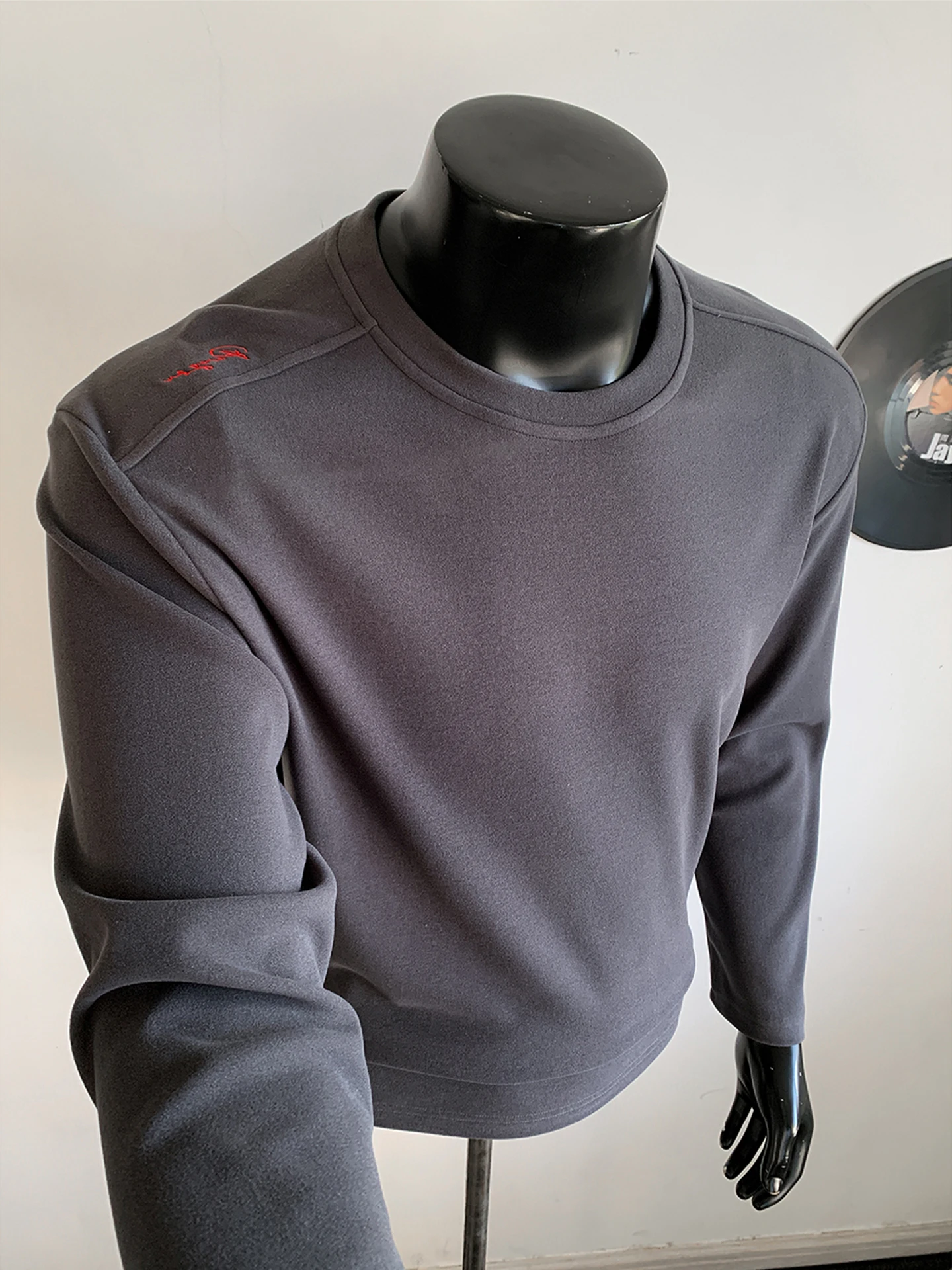 

Cleanfit Red Label Embroidered Deep ey Men's Long Sve Base irt Autumn Winter High End Feel Inner Wear T-irt