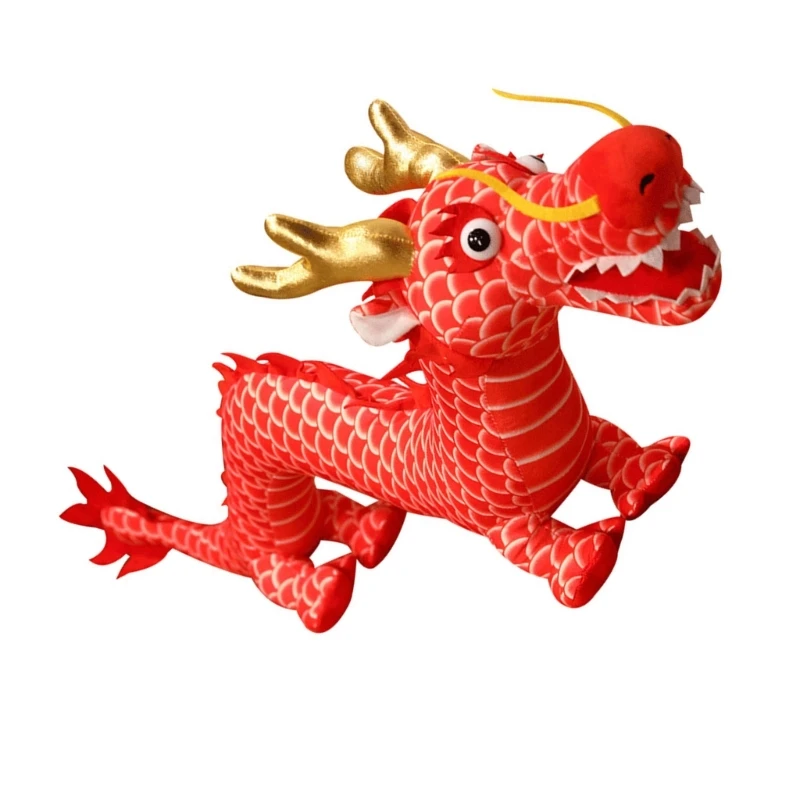 Cartoon Dragon Stuffed Animals Party Gift Toy Spring Festival Chinese New Year Decoration Large Dragon Handcrafts