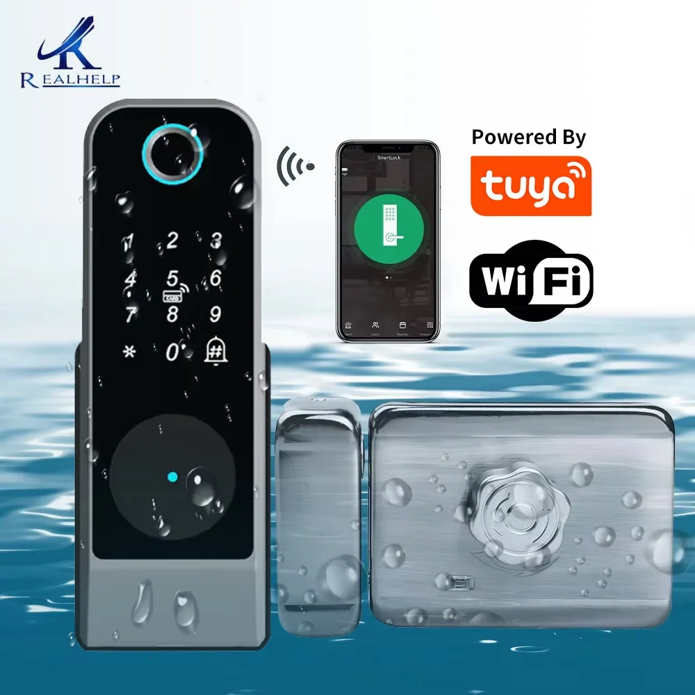 Tuya App Control IP66 Outdoor Waterproof Wifi Remote Unlock Fingerprint Door Lock Smart Lock No Need Gateway