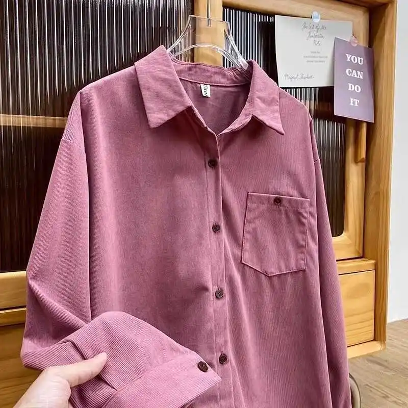 

Женская вельветовая одежда с воротником в стиле ретро, осень-зима, новая корейская версия, профессиональная рабочая одежда Salt System J...