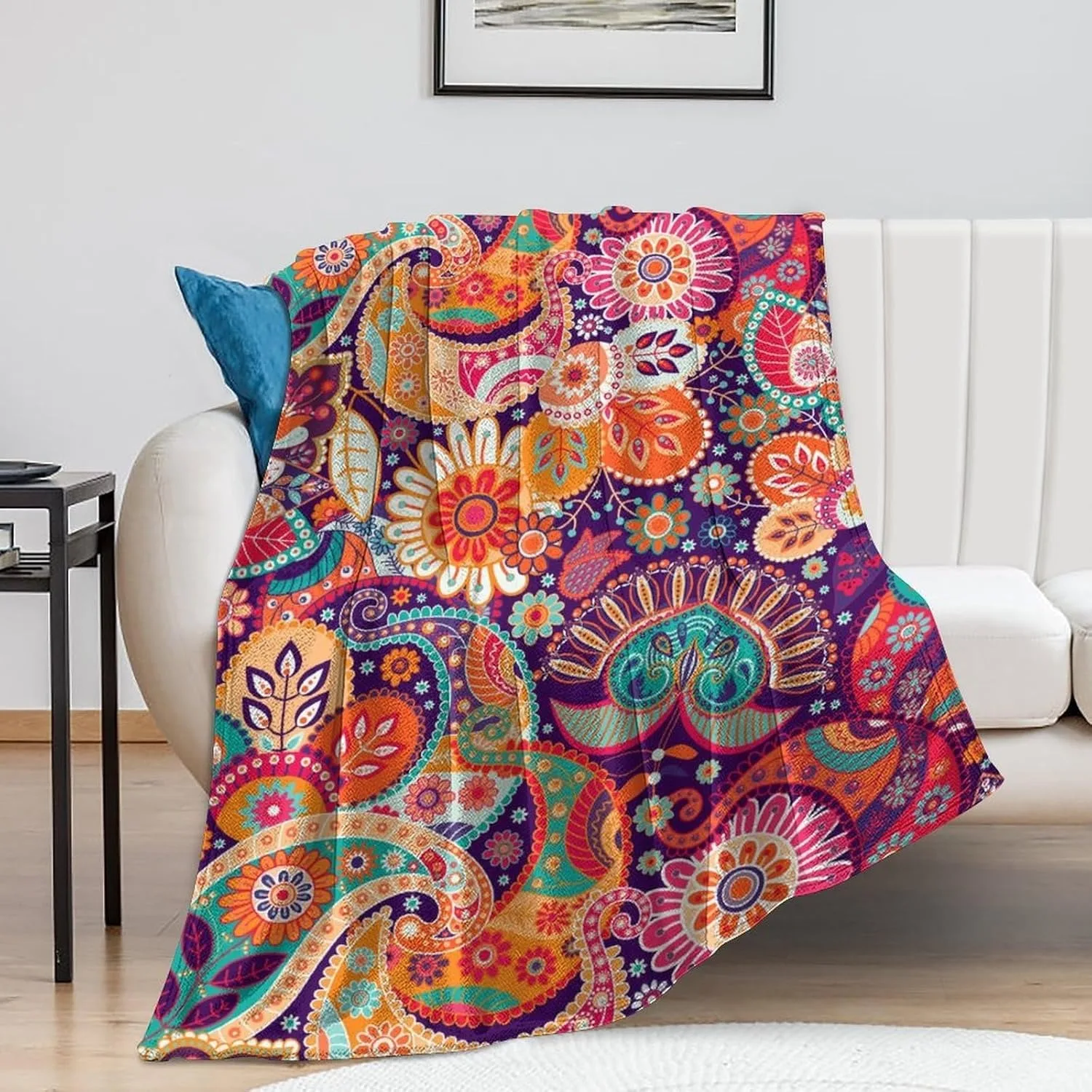 1PC Bohemia style pattern Throw Thin Blanket Pop arts Gifts for Couch Bed Car Home for Flowers and Spots Lovers all season use
