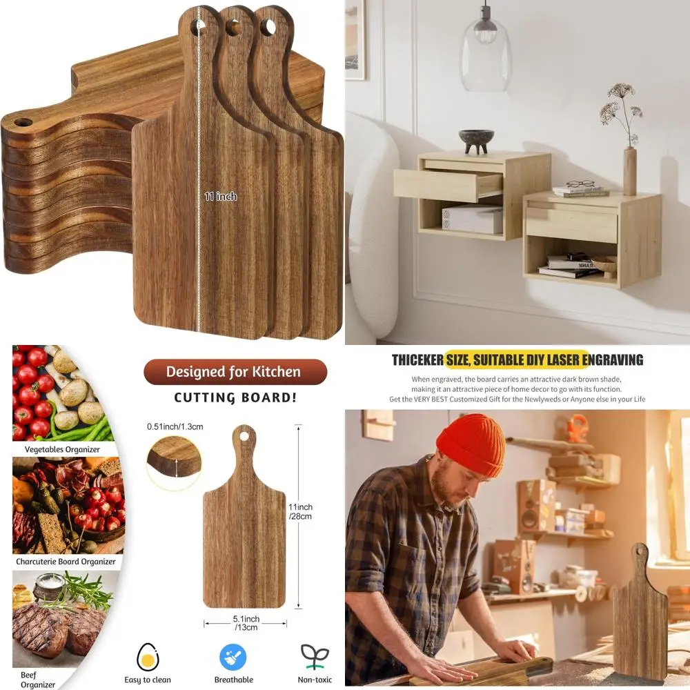 

Объемные разделочные доски из дерева акации, 12 шт., разделочные доски из толстого бамбука, незавершенные для поделок, поделок, сервировочных досок для полов,