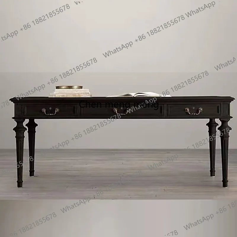 

Дубовый американский французский деревенский автомобиль, деревянный офисный стол с тремя насосами для хранения, простой европейский стиль