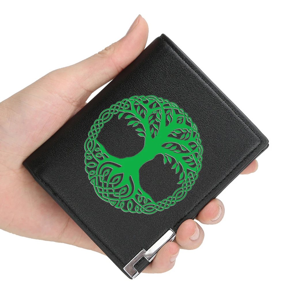 New arrivals Green tree of life classic design Printing Pu Leather Wallet Men Women Billfold Credit Card Holders Short Purses