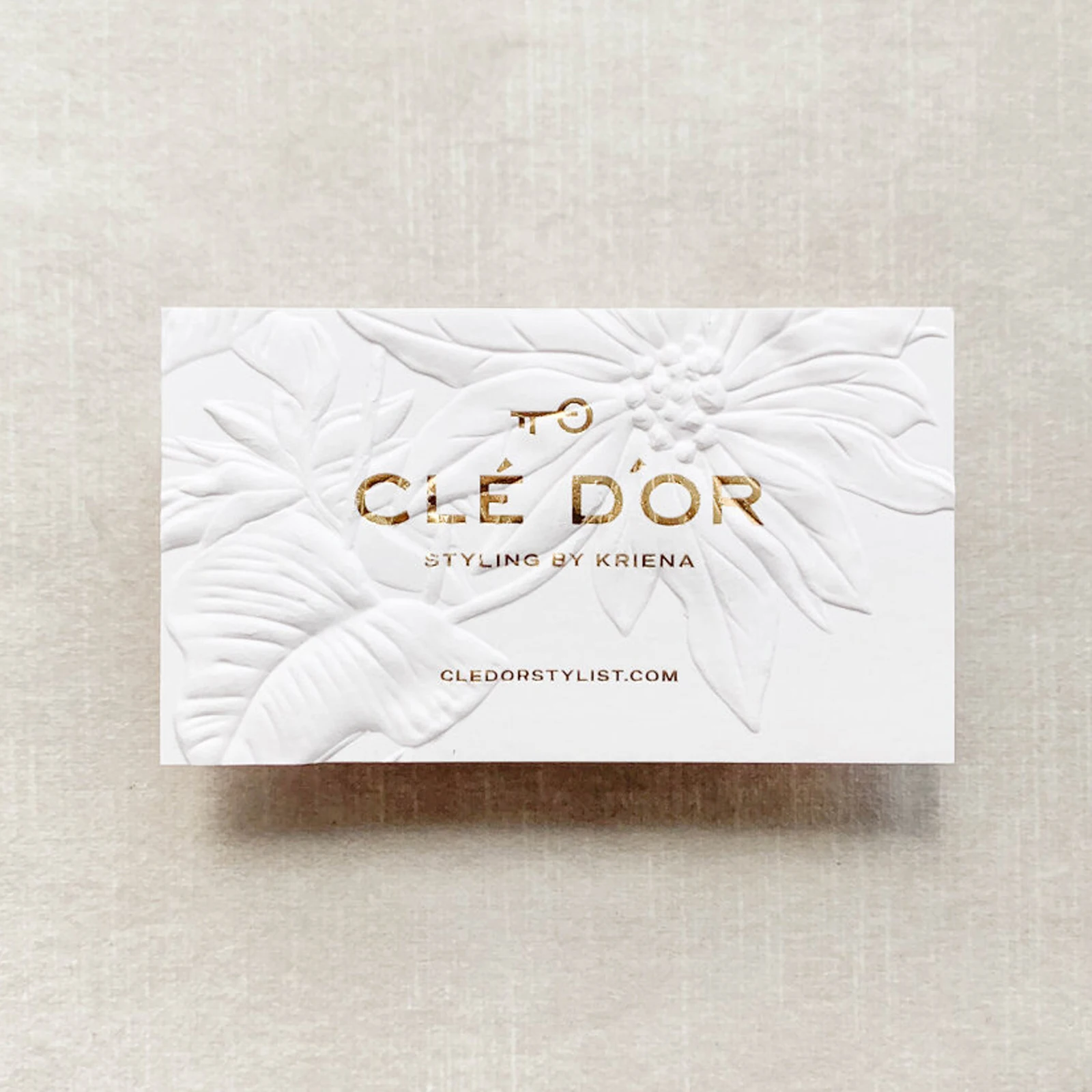 Customized three-dimensional embossed business card with cotton paper, featuring a concave-convex design, light luxury style, an