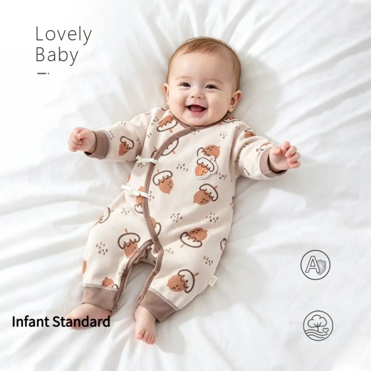 Soft Cotton Baby Romper Long Sleeve Side Snaps Onesie Breathable Newborn Infant Sleepwear Unisex Jumpsuit 0-3M Spring Autumn