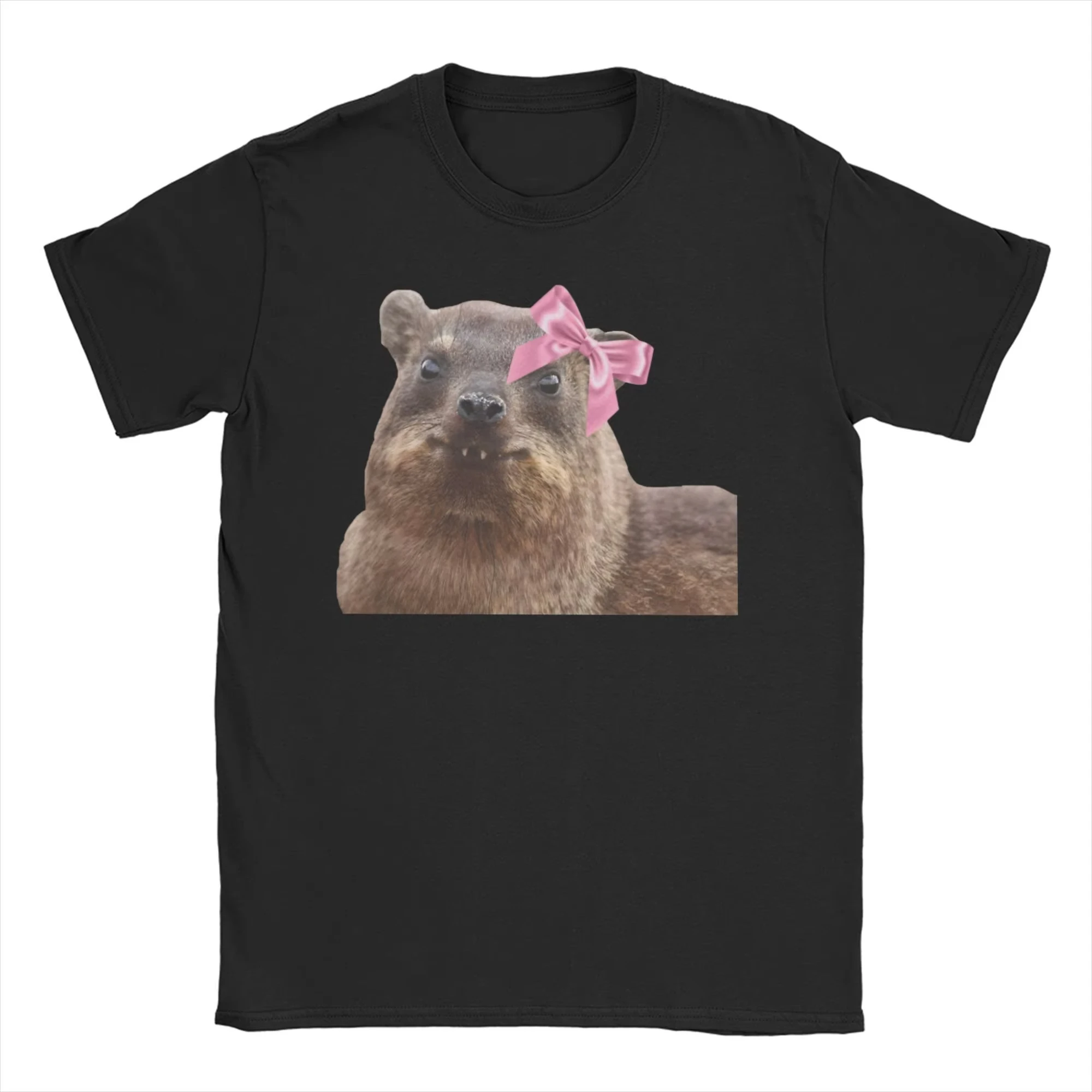 Womens Hyrax Awawa T-shirt with A Cute Round Neck and Rabbit Pattern Featuring A Short-sleeved Top with A Bow Tie.Personality