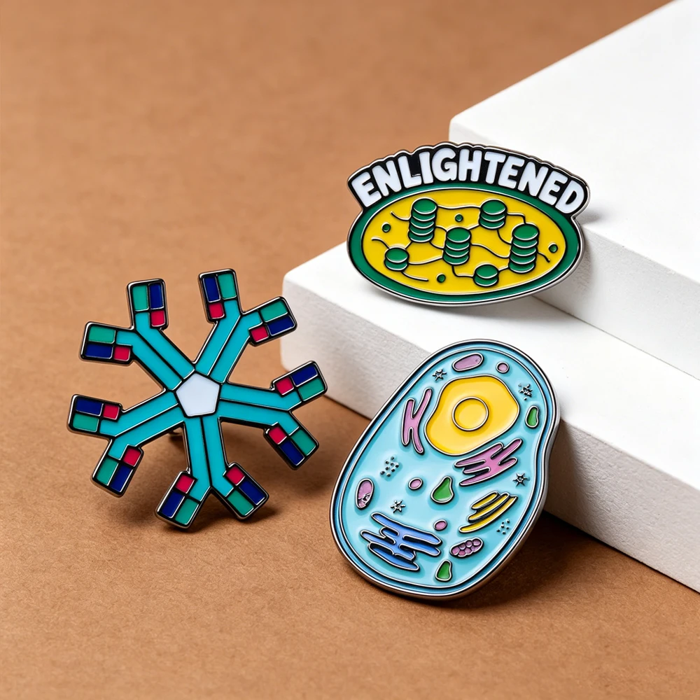 Fun Biology Cell Enamel Pin Mitochondria Of Animals And Plants Cell Science Pin Creative Gift For Laboratory Teachers /Students