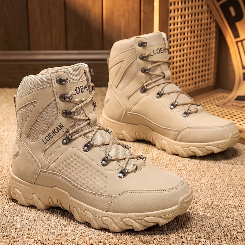 Herren High-Cut Taktische Stiefel PU-Mesh Rutschfeste Dicke Sohle Outdoor-Knöchelstiefel für Männer – Detail 3