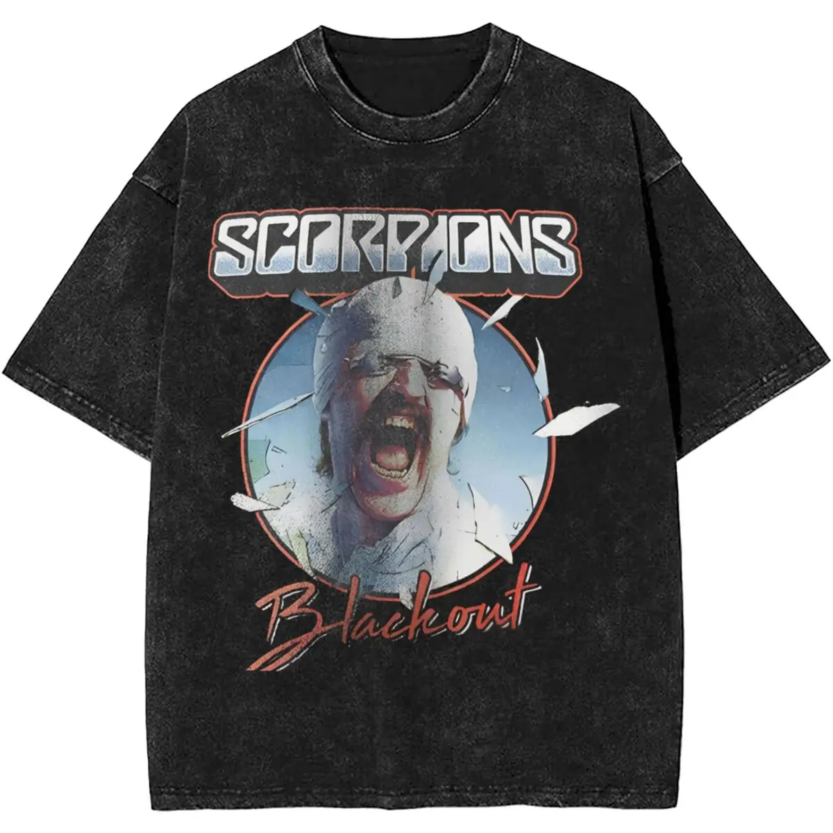 Harajuku Washed Shirt Scorpions Rock Metal Music Band Merch Vintage T Shirt Oversize Streetwear Short Sleeve Summer Tees