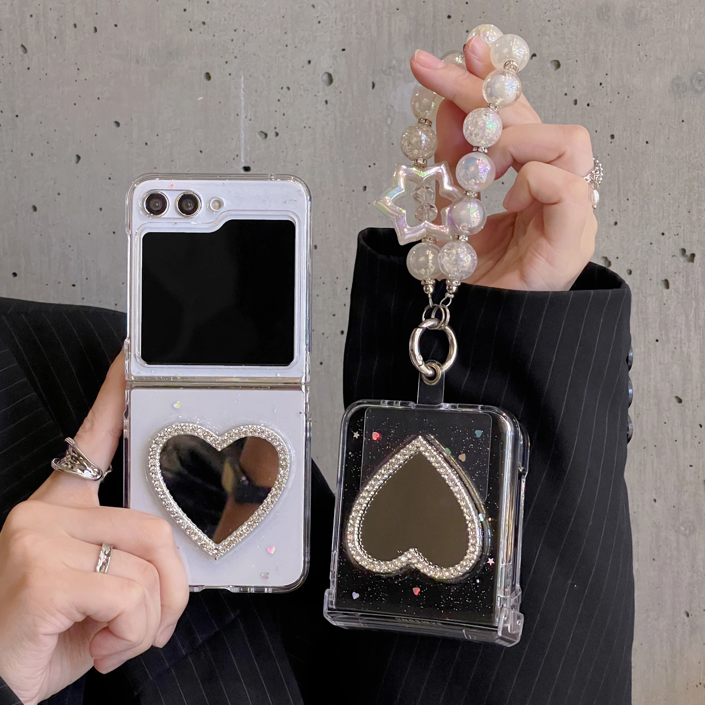 Ins Korean Fashion Glittle Wave Point Hinge PC Phone Case For Samsung Galaxy Z Flip 5 Case For Galaxy Z Flip4 Cover Z Flip3 Capa