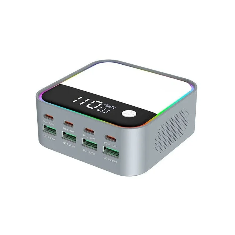 

New 120W desktop charger, mobile phone notebook universal PD100W fast charging digital display RGB multi-color ambient light