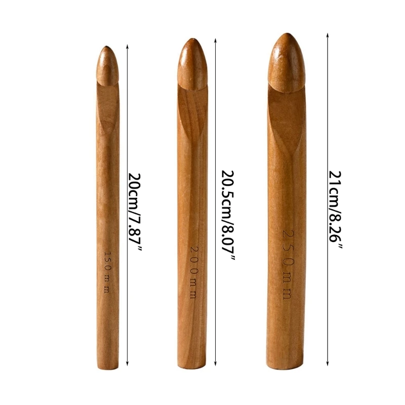 Uncinetti ergonomici in legno con impugnatura per pollice per strisce tessuto filato super grosso