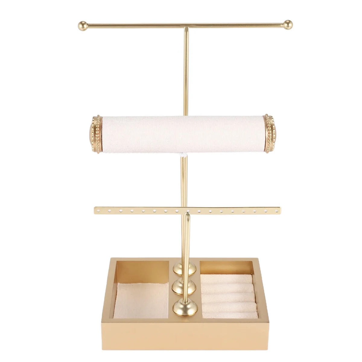 Abqr suporte de árvore de joias de 3 camadas, torre, colar, pulseira, expositor de joias, torre de joias com bandeja de anel