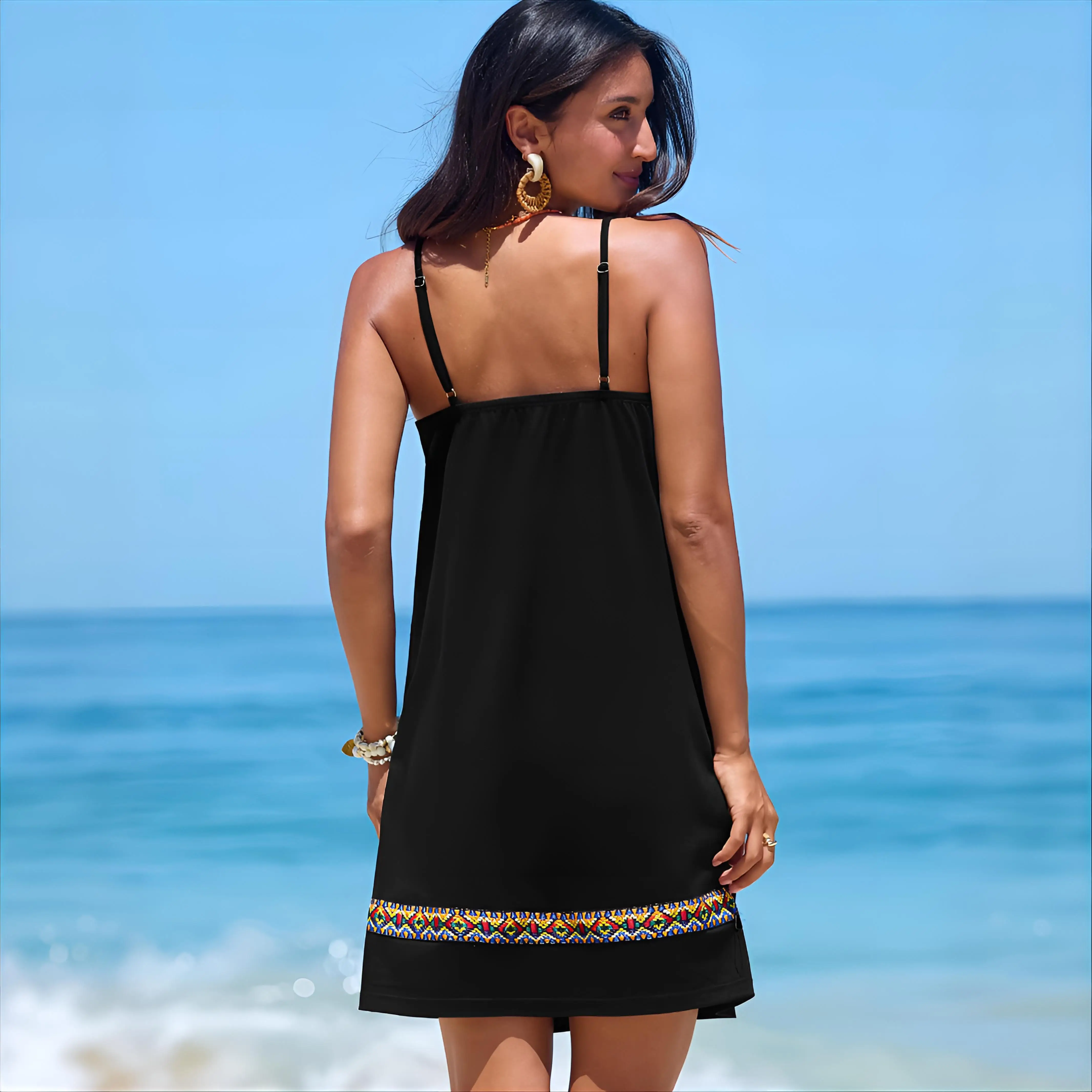 

Элегантные женские платья с вырезом на талии, украшенные поясами в этническом стиле, в стиле бохо, мягкие, прозрачные, романтичные, с перекрестной застежкой, предотвращающие просвечивание