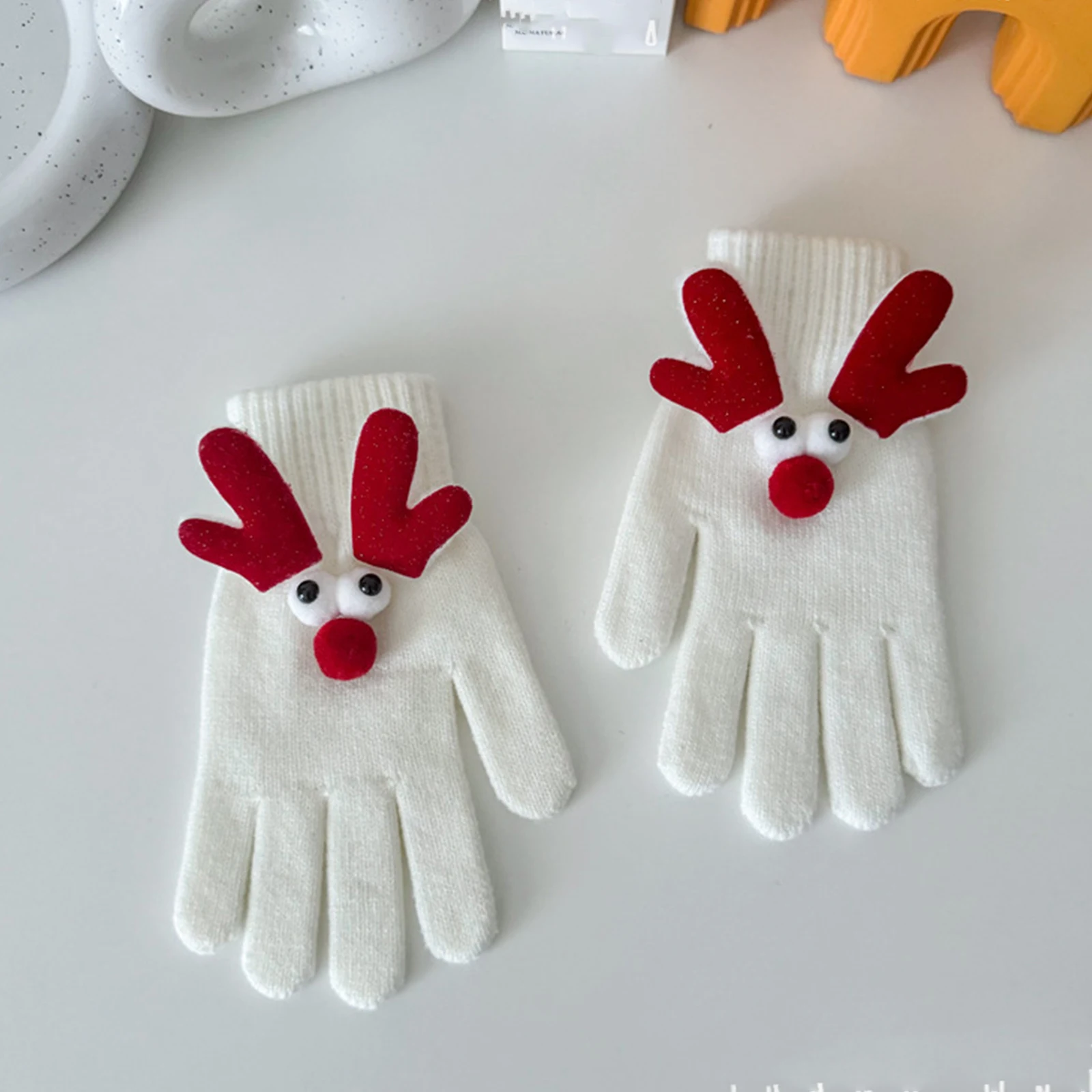 

Женские удобные термоперчатки с милым узором оленя, теплые перчатки с героями мультфильмов, женские зимние уличные вязаные теплые перчатки