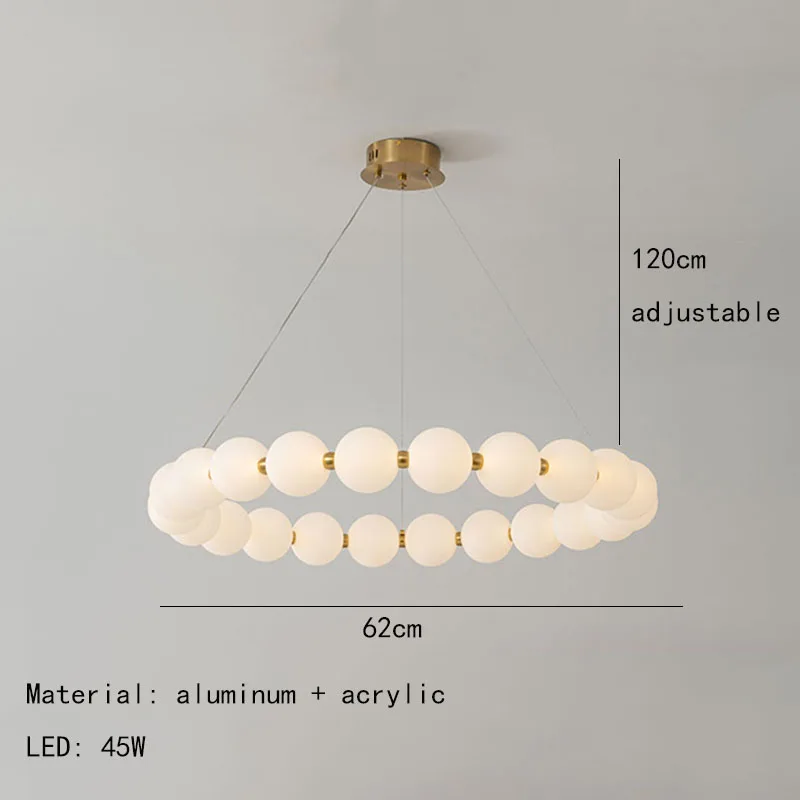 SANDYHA Nordic Runde Ring LED Decke Kronleuchter Acryl Gold für Esszimmer Wohnzimmer Tisch Mitte Schlafzimmer Anhänger Beleuchtung Dekor Leuchte 6