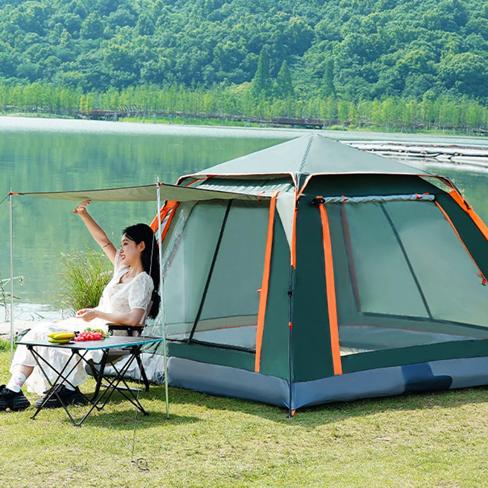 Tenda automatica ad apertura rapida con tenda pieghevole da esterno a baldacchino tenda esagonale portatile con protezione solare per famiglie