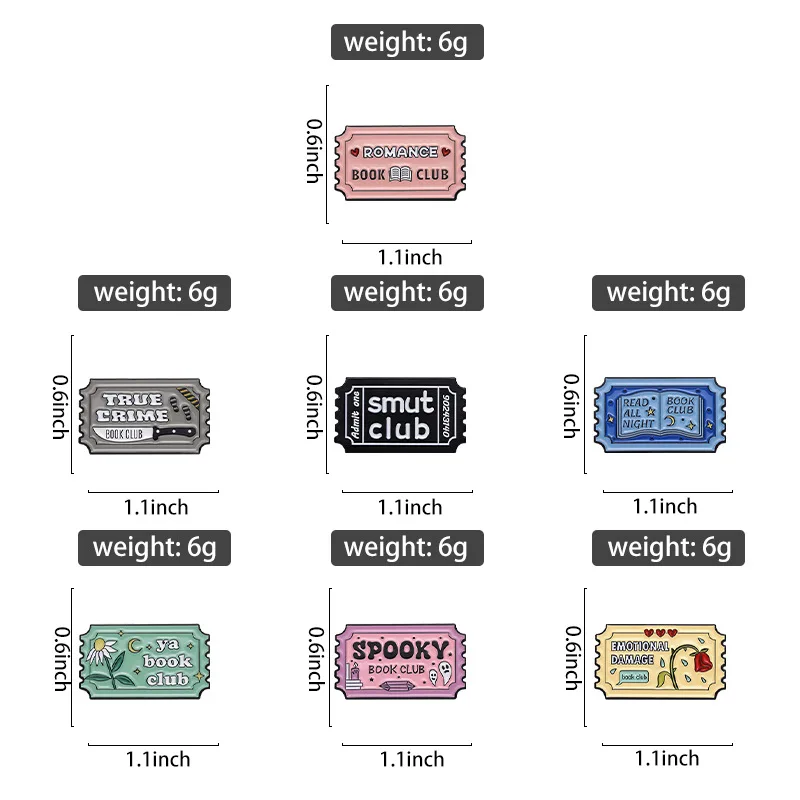 만화 스탬프 금속 브로치 북 클럽 단검 읽기, 밤새도록 Smut Emo 로즈 데이지 펜슬 북, 부족 배지 펑크 핀, 보석 선물
