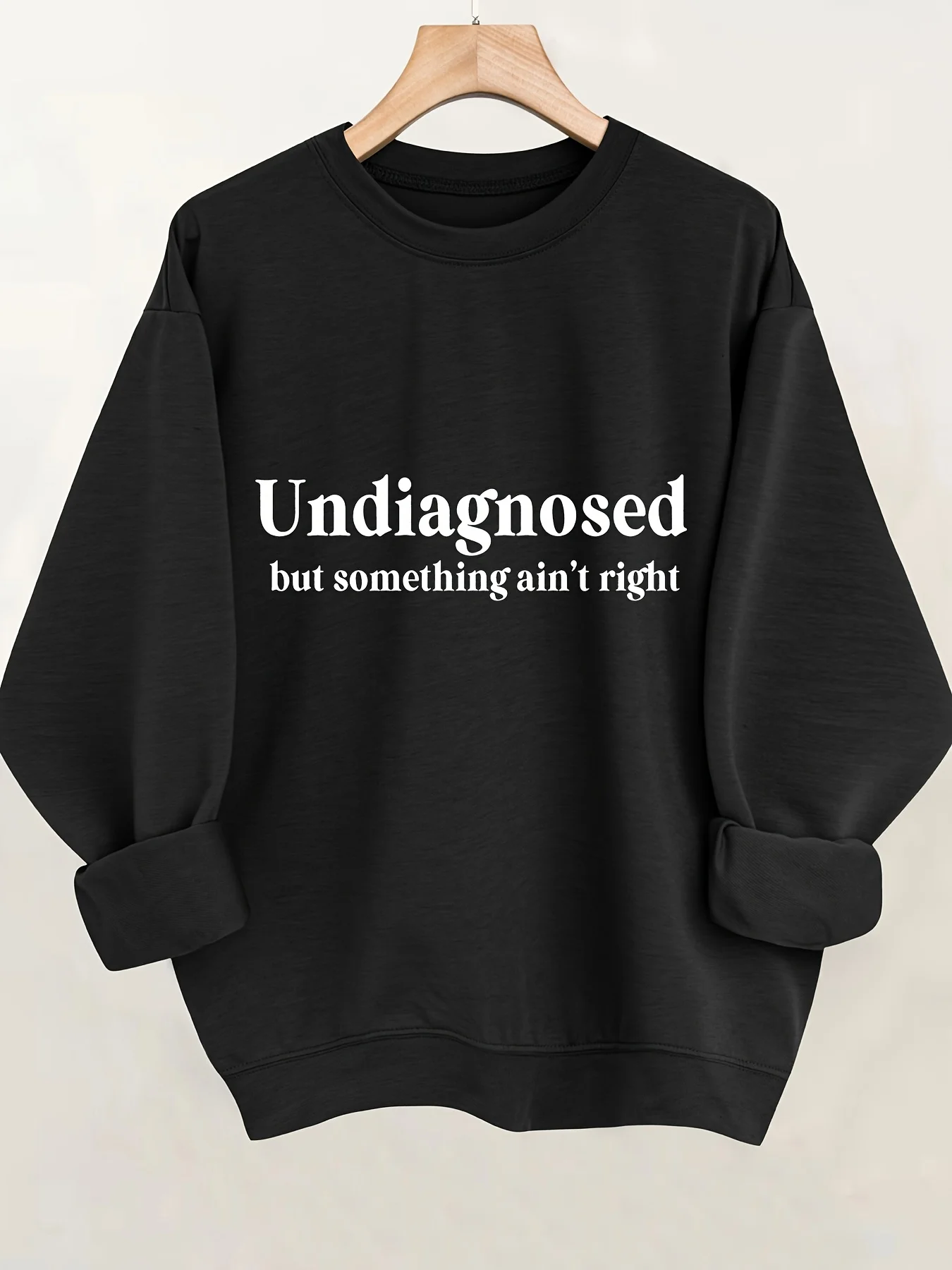 سويت شيرت نسائي كاجوال للخريف والشتاء مطبوع عليه حروف دافئة مريح بأكمام طويلة ورقبة دائرية مع إضافة من الصوف #5