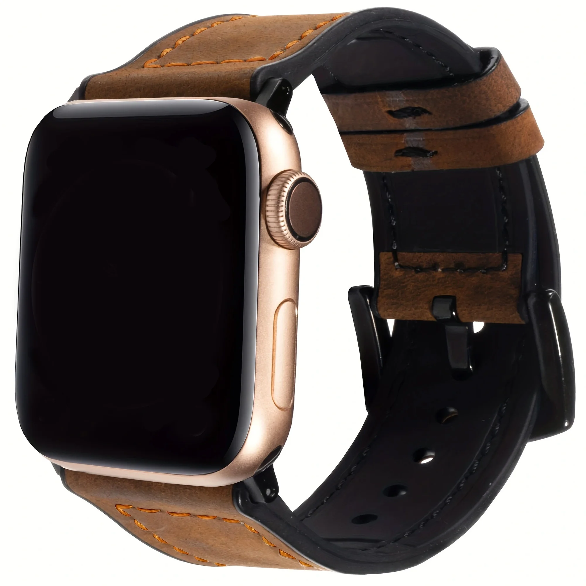 Lederarmbänder kompatibel mit Apple Watch Band 49 mm/46 mm/45 mm/44 mm/42 mm, Leder-Gummi-Hybridarmband für iWatch Ultra 3/2/1 Seri