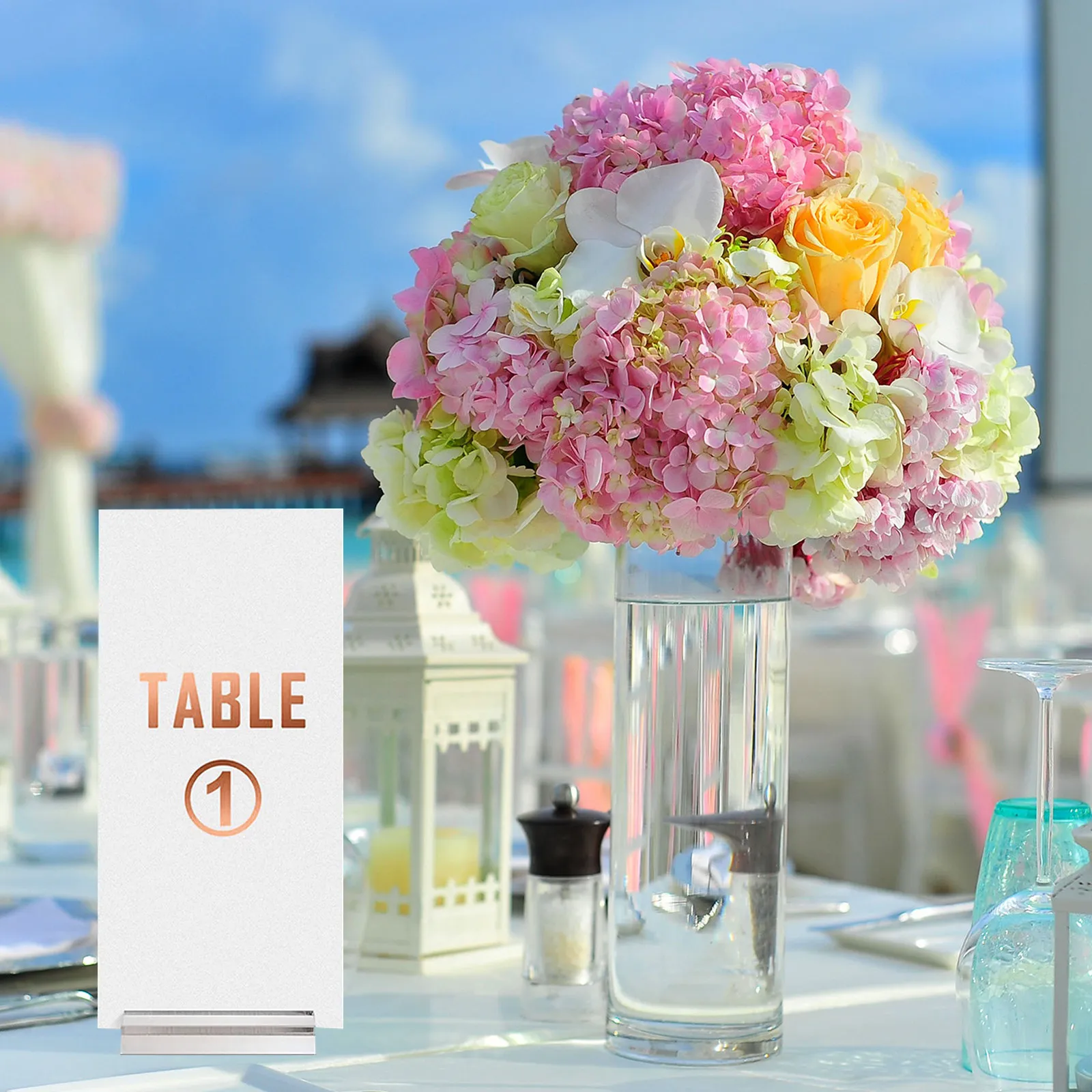 10Pcs Clear Acrylic Slot Stand Elegant Modern Wedding Table Number Holder for Place Cards Menus Signs Transparent Desktop