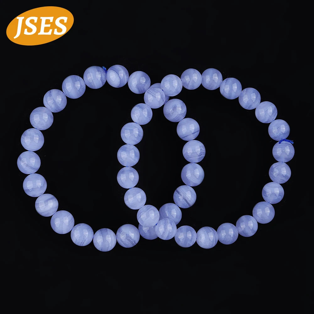 AA Natural Brazil Blue Lace Agate Chalcedony Bracelet Loose Stone Beads for Jewelry Making Necklace DIY Accessories 15 Inches