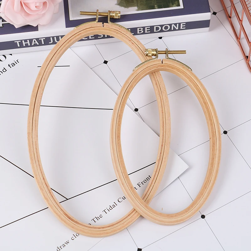 Wooden Bamboo Embroidery Frame Oval Embroidery Hoop Ring Cross Stitch Machine DIY Needlecraft Household Sewing Tool