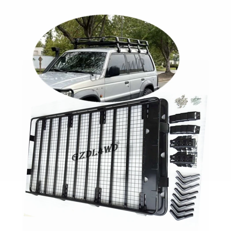 Universal Heavy Duty Steel Car Roof Rack for 4x4 Vehicles Fits Land Cruiser 80/100 Series Black 100kg+ Load Capacity