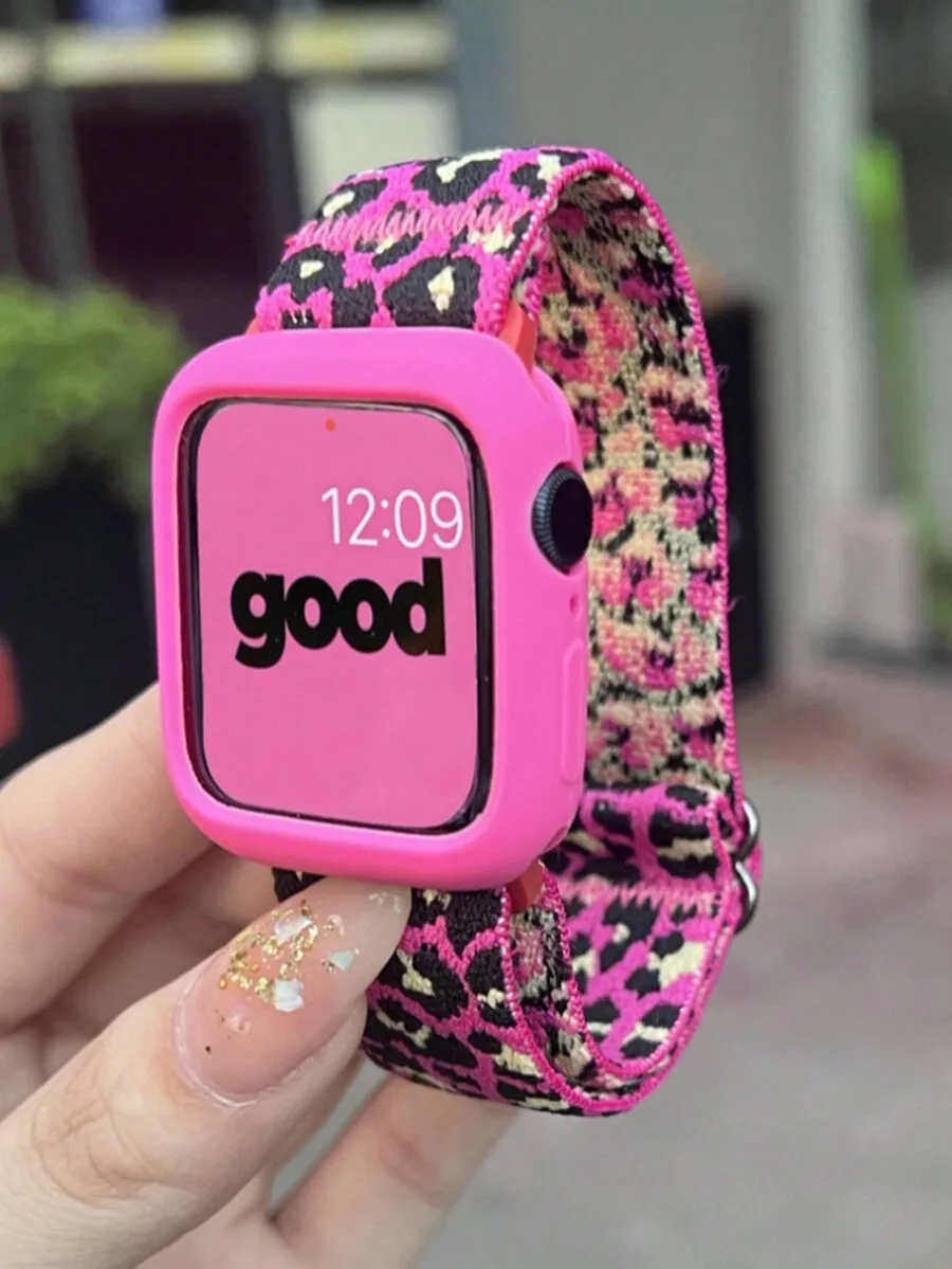 1pc Unisex Printed Pattern Nylon Strap With Adjustable Buckle Compatible With Apple Watch Band