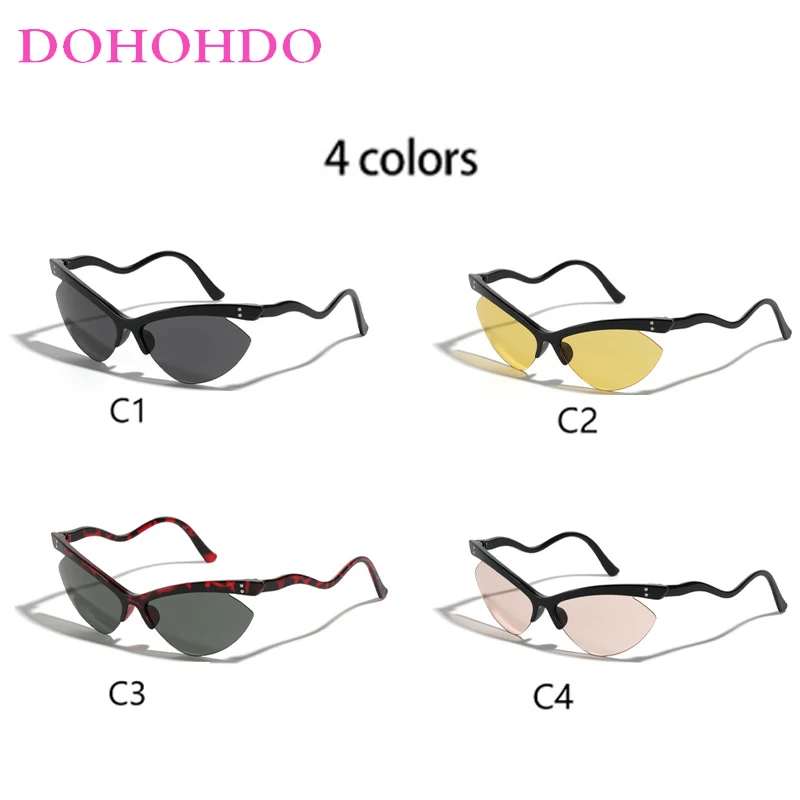 DOHOHDO Vintage Punk Cat Eye Sunglasses Men Women 2024 Trendy Retro Small Frame Sun Glasses Y2k Sports Sunglass Outdoors UV400