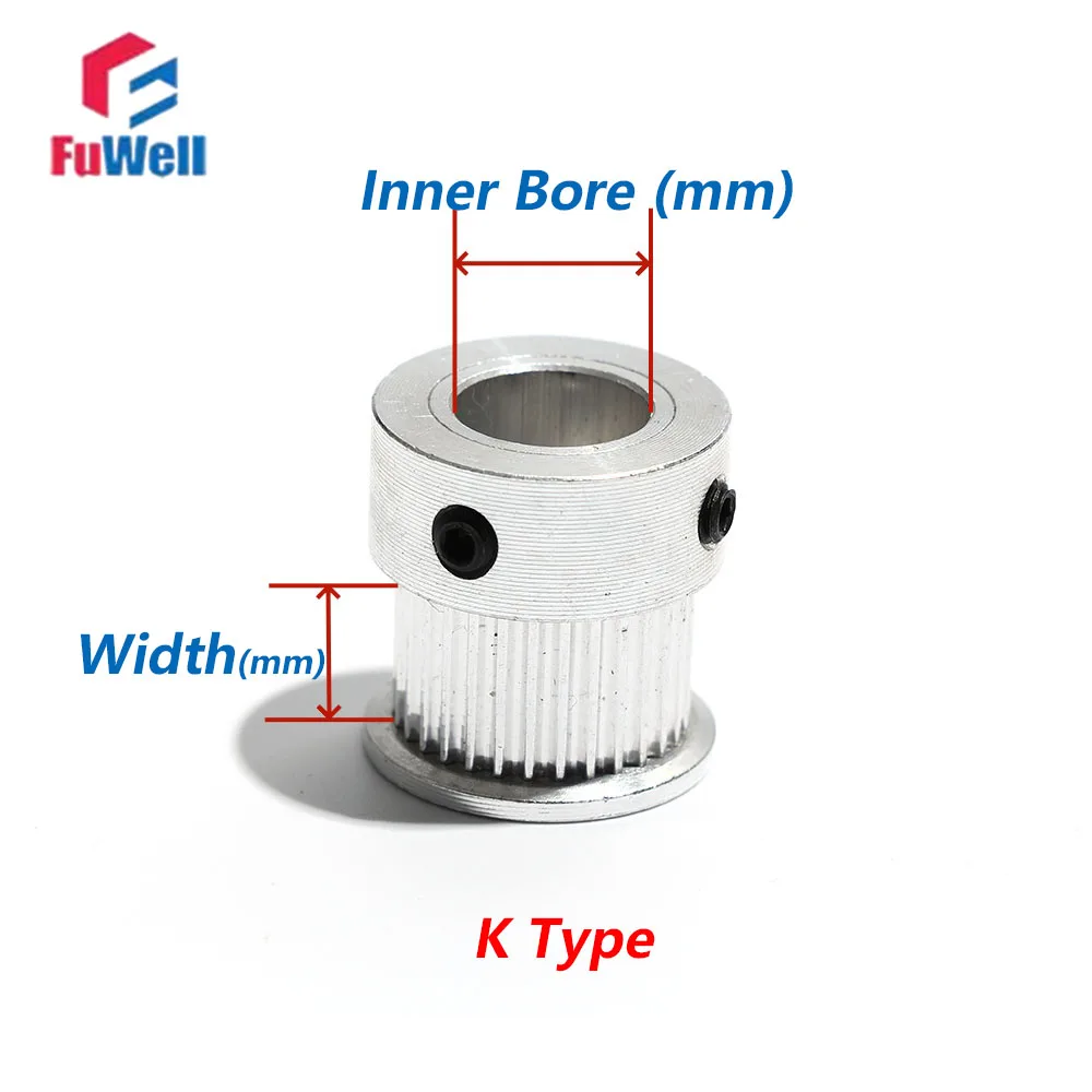 FuWell 2GT Timing Blet Pulley 20/21/22/23T Teeth 2M GT2 Pulley Bore 3/3.175/4/5/6/6.35/7/8/10mm Width 7/11mm Timing Pulley Wheel